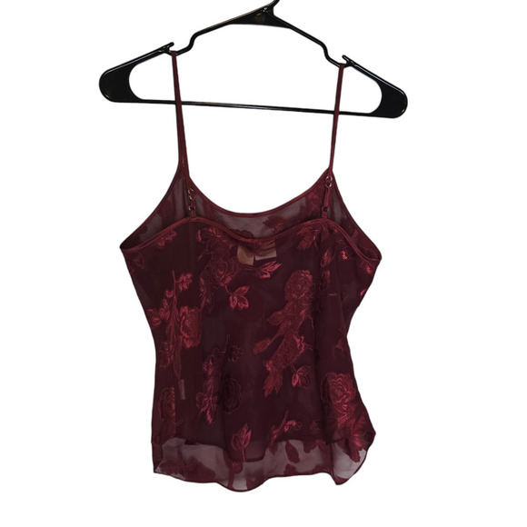 Vintage 90s sheer floral deep red lingerie pajama set size medium - Picture 3 of 11